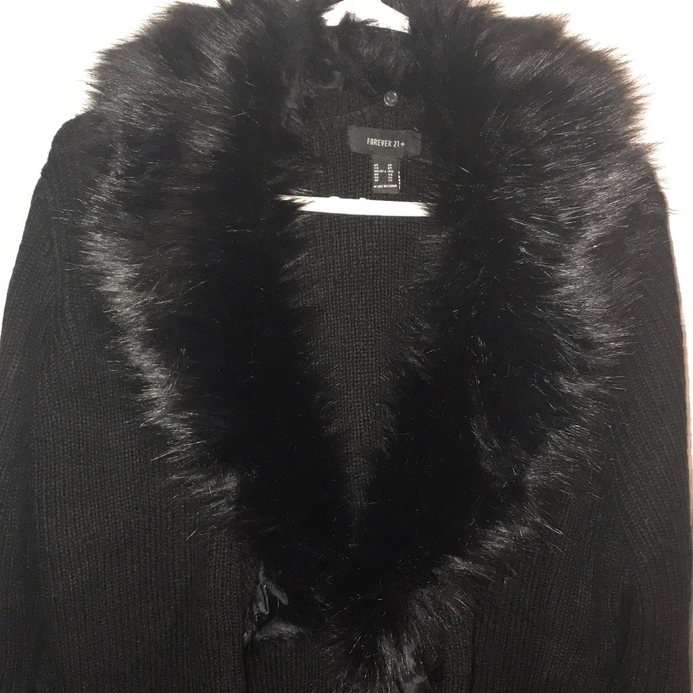 Forever 21 Fur Collar Cardigan 2X